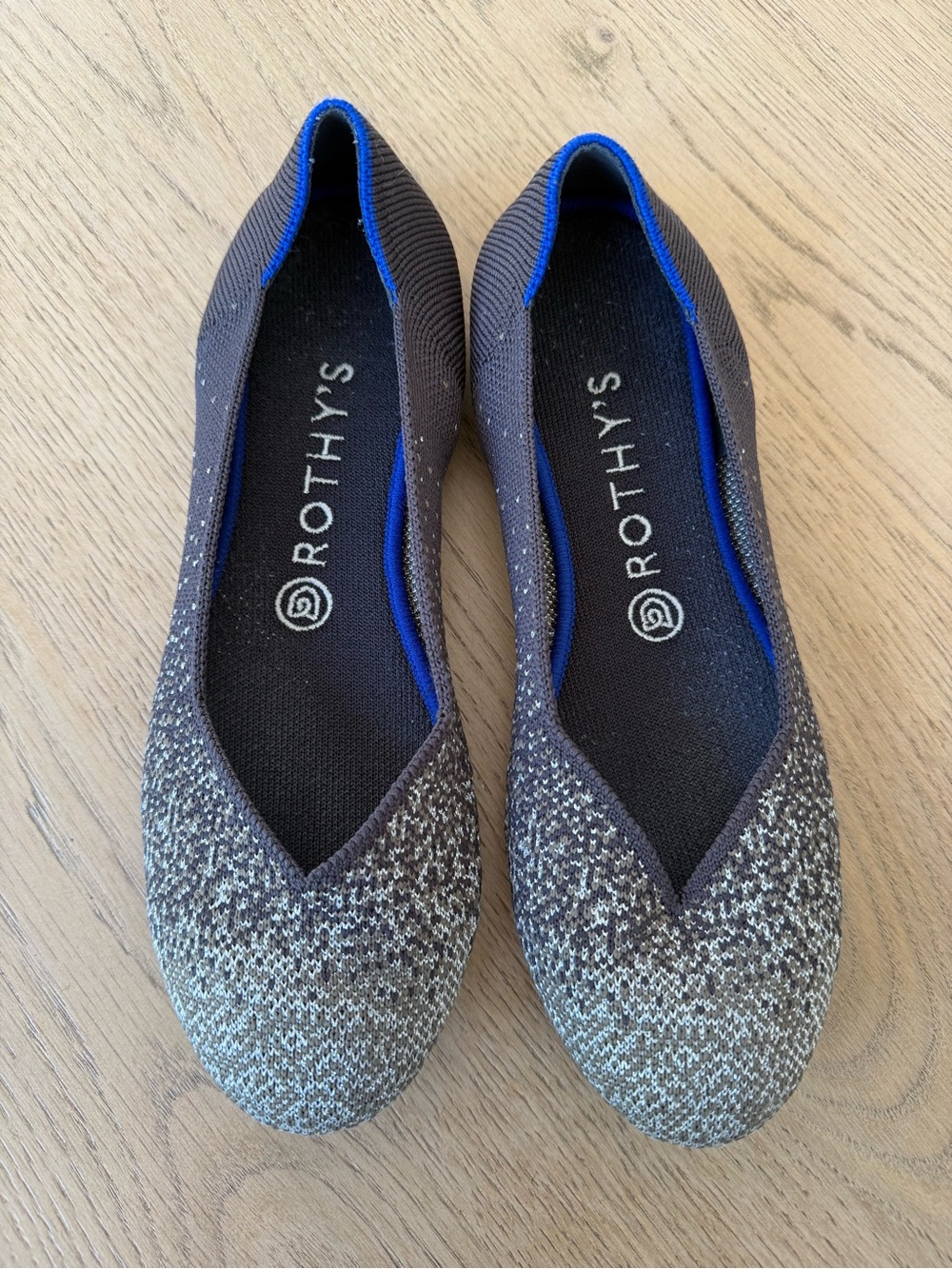 Rothy's Gray “Slate metallic” Knit Ballet Flats Size 8.5